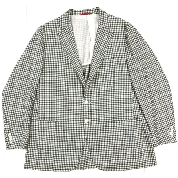 Isaia Mens Dustin Sport Coat EU 58 US 48 Long Cashmere Silk Linen Jacket Plaid - Picture 1 of 16